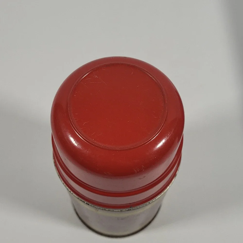 Vintage Blue Metal Lunch Box with Red Striped Thermos Cork Stopper Made in USA - Picture 6 of 15